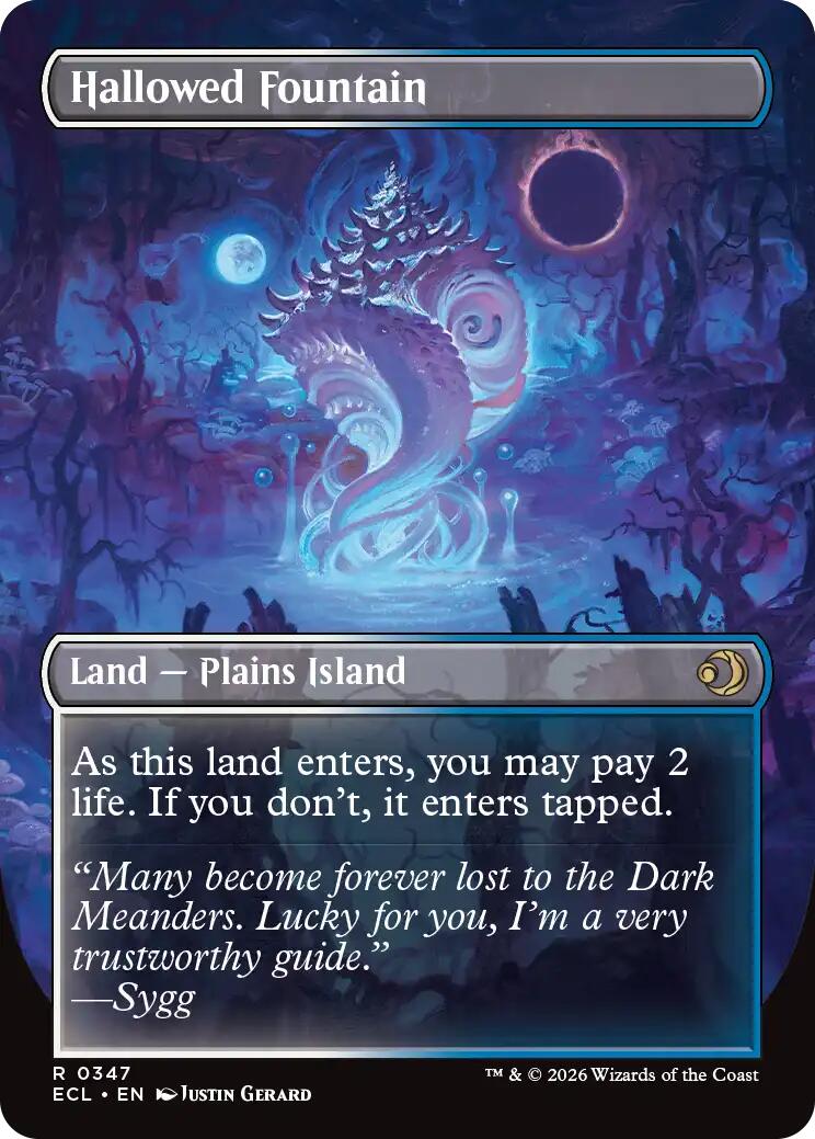 Hallowed Fountain (Borderless) [Lorwyn Eclipsed] | Cards and Coasters CA