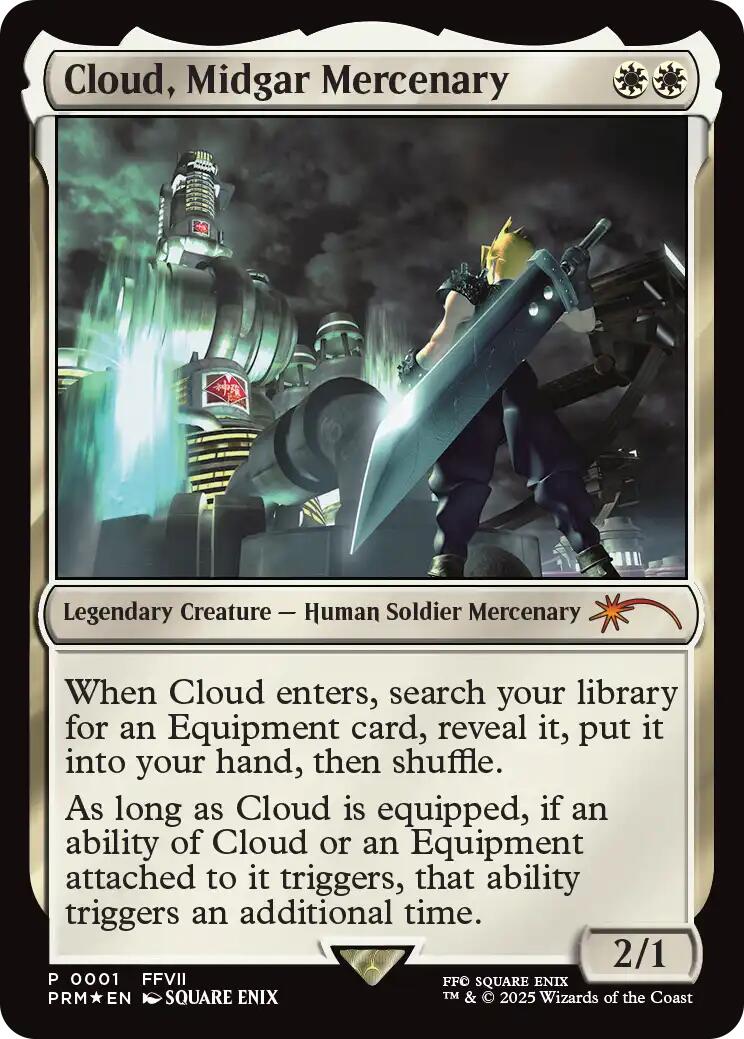 Cloud, Midgar Mercenary (Borderless) [Pro Tour Promos] | Cards and Coasters CA