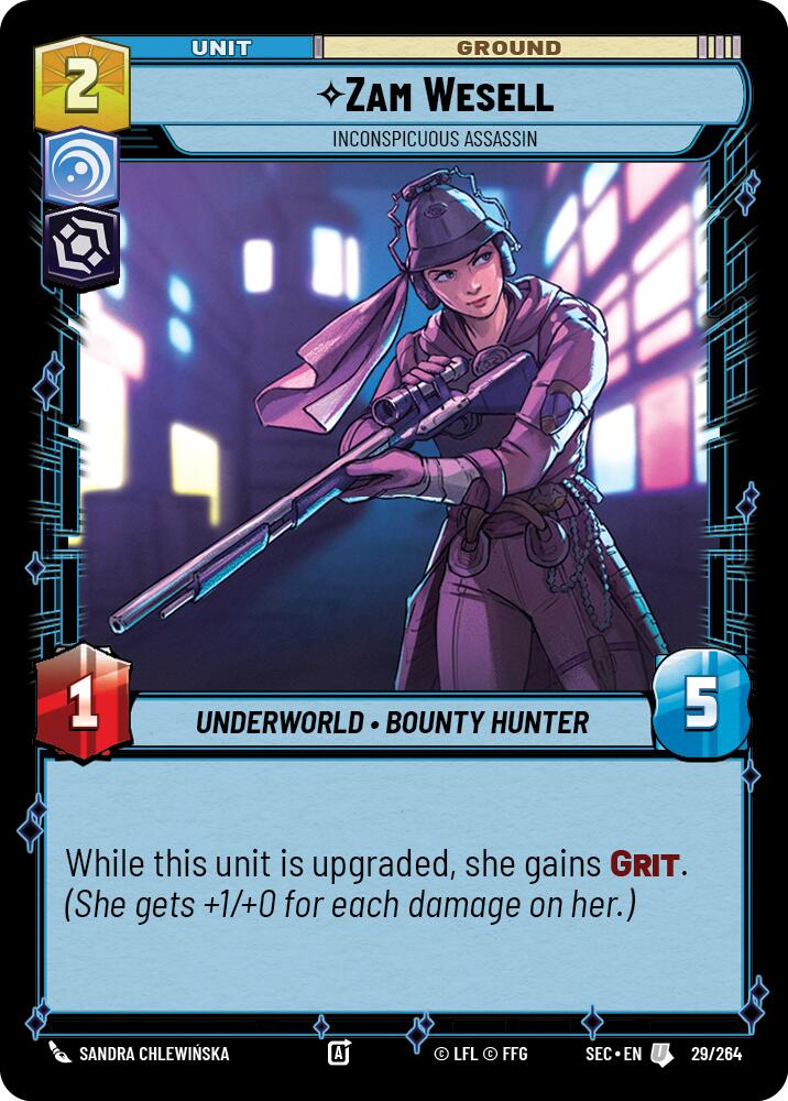 Zam Wesell (29/264) - Inconspicuous Assassin (29/264) [Secrets of Power] | Cards and Coasters CA