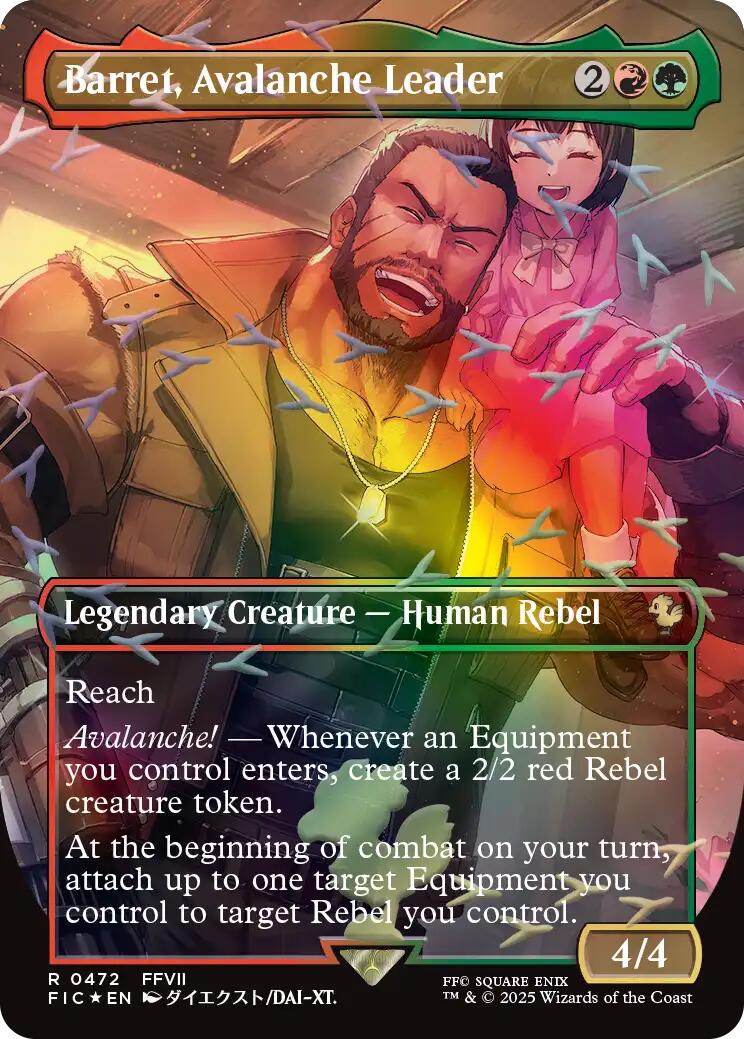 Barret, Avalanche Leader (Borderless) (Chocobo Track Foil) [FINAL FANTASY Commander] | Cards and Coasters CA