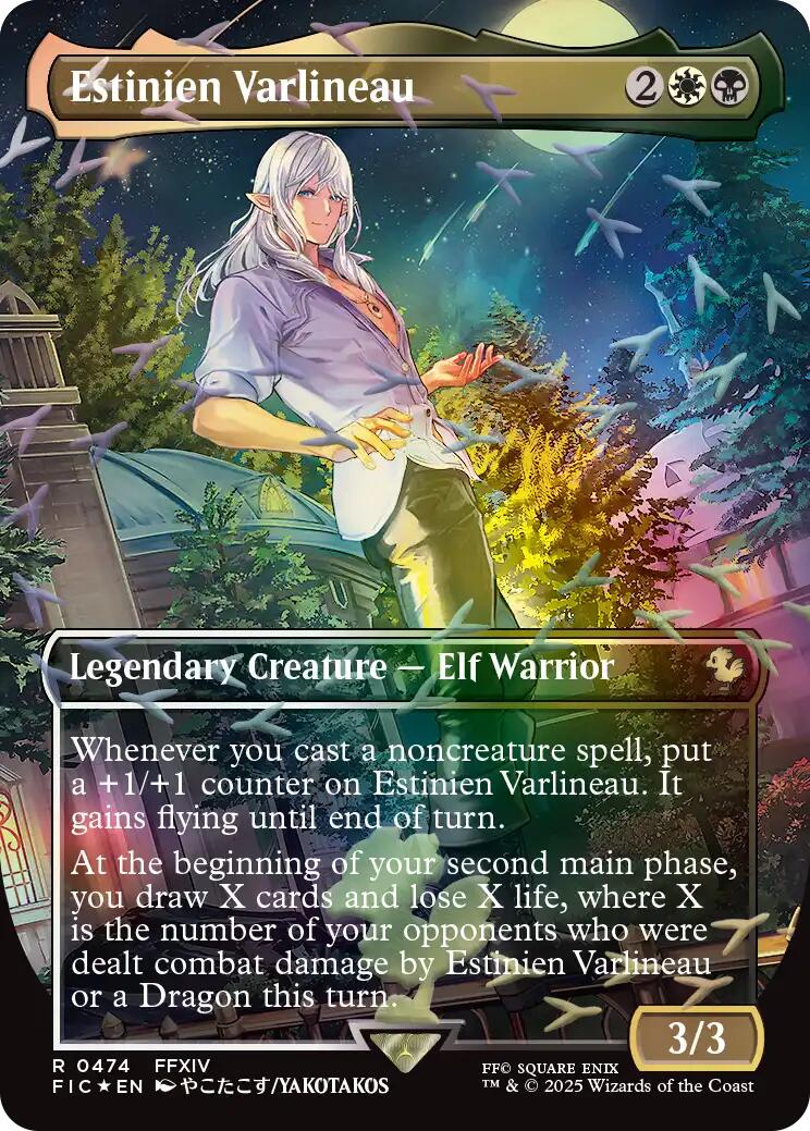 Estinien Varlineau (Borderless) (Chocobo Track Foil) [FINAL FANTASY Commander] | Cards and Coasters CA