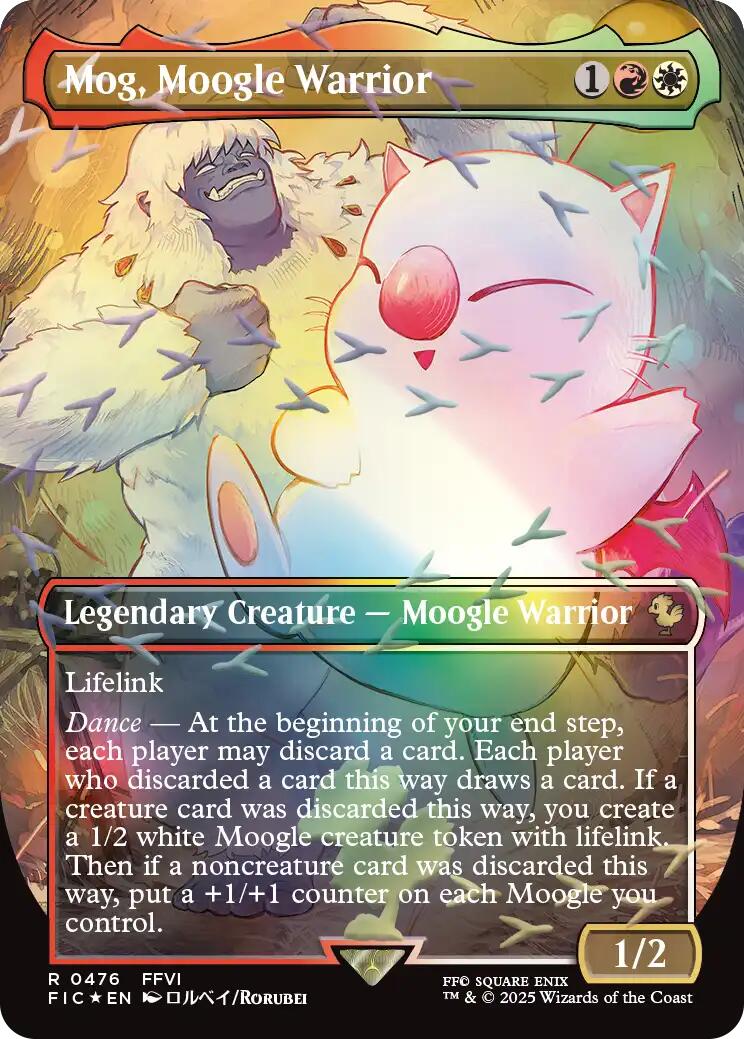 Mog, Moogle Warrior (Borderless) (Chocobo Track Foil) [FINAL FANTASY Commander] | Cards and Coasters CA