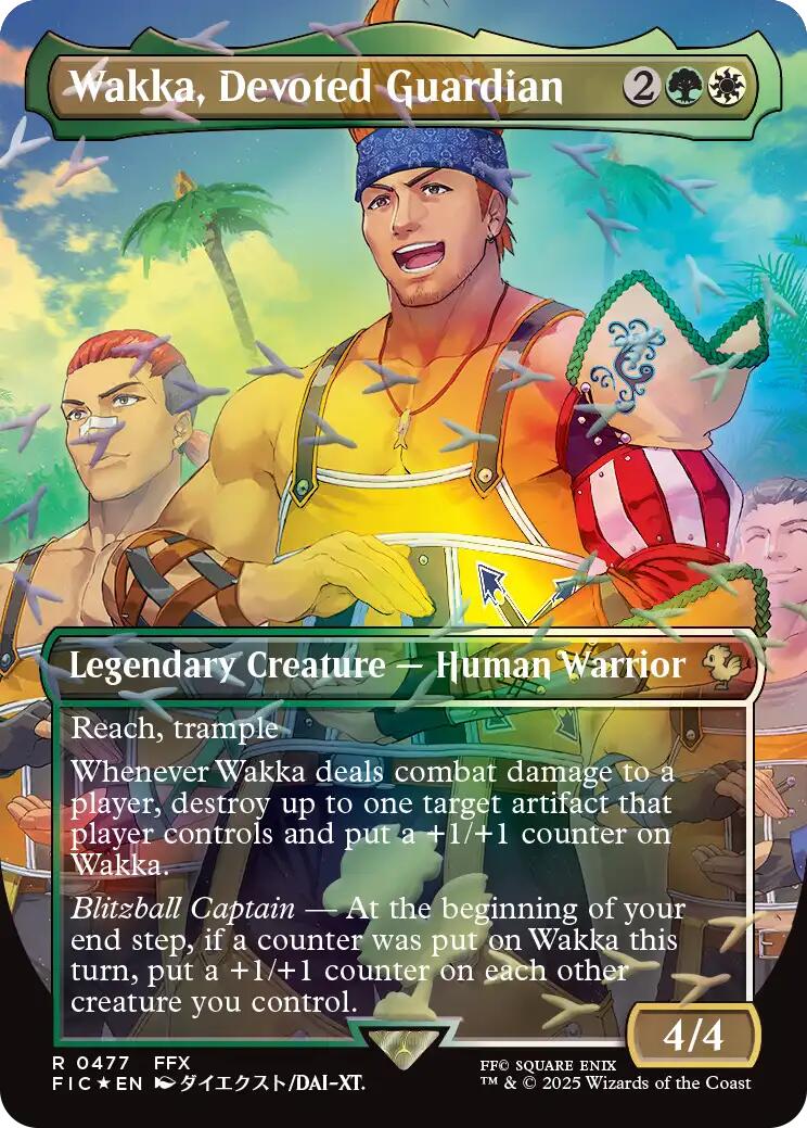 Wakka, Devoted Guardian (Borderless) (Chocobo Track Foil) [FINAL FANTASY Commander] | Cards and Coasters CA