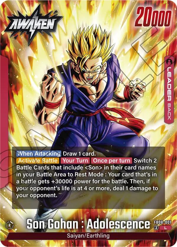 Son Gohan : Adolescence (FB08-001) [Saiyan's Pride] | Cards and Coasters CA