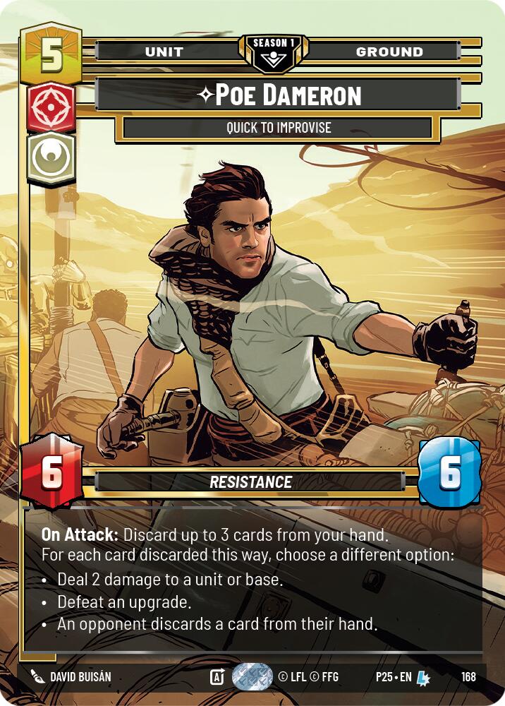 Poe Dameron - Quick to Improvise (168) (168) [Sector and Regional Promos: Season 1] | Cards and Coasters CA