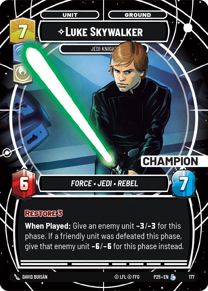 Luke Skywalker - Jedi Knight (Champion) (175) (175) [Sector and Regional Promos: Season 1] | Cards and Coasters CA
