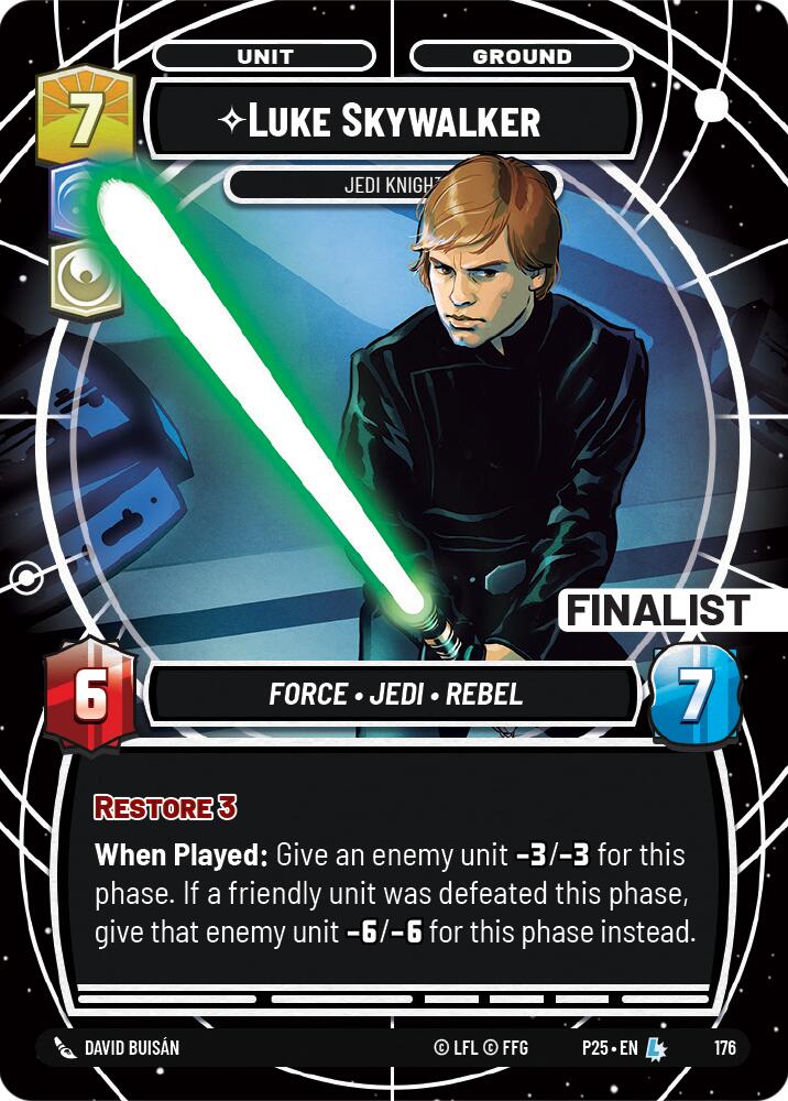 Luke Skywalker - Jedi Knight (Finalist) (176) (176) [Sector and Regional Promos: Season 1] | Cards and Coasters CA