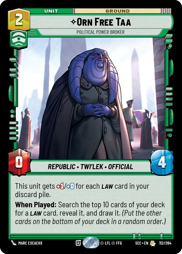 Orn Free Taa (112/264) - Political Power Broker (112/264) [Secrets of Power] | Cards and Coasters CA