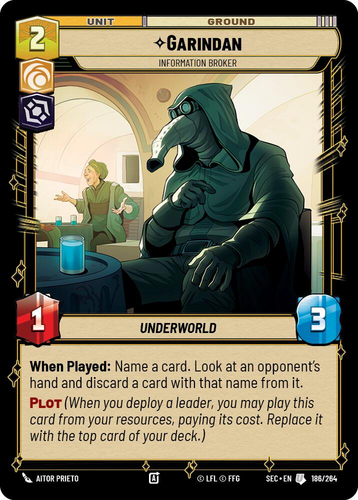 Garindan (186/264) - Information Broker (186/264) [Secrets of Power] | Cards and Coasters CA