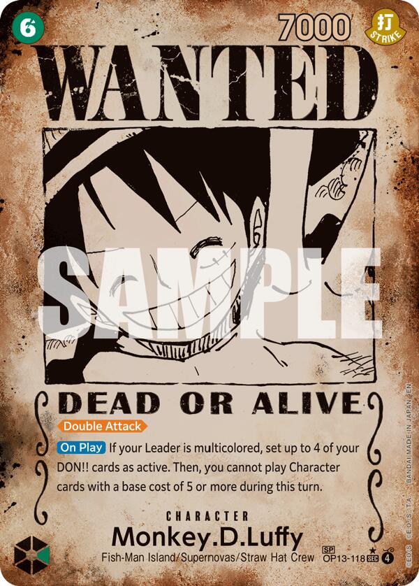 Monkey.D.Luffy (Wanted Poster) [Carrying On His Will] | Cards and Coasters CA