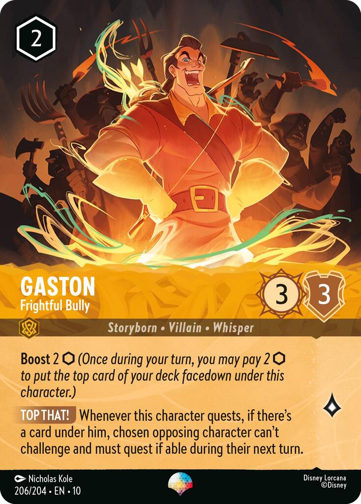 Gaston - Frightful Bully (Epic) (206/204) [Whispers in the Well] | Cards and Coasters CA