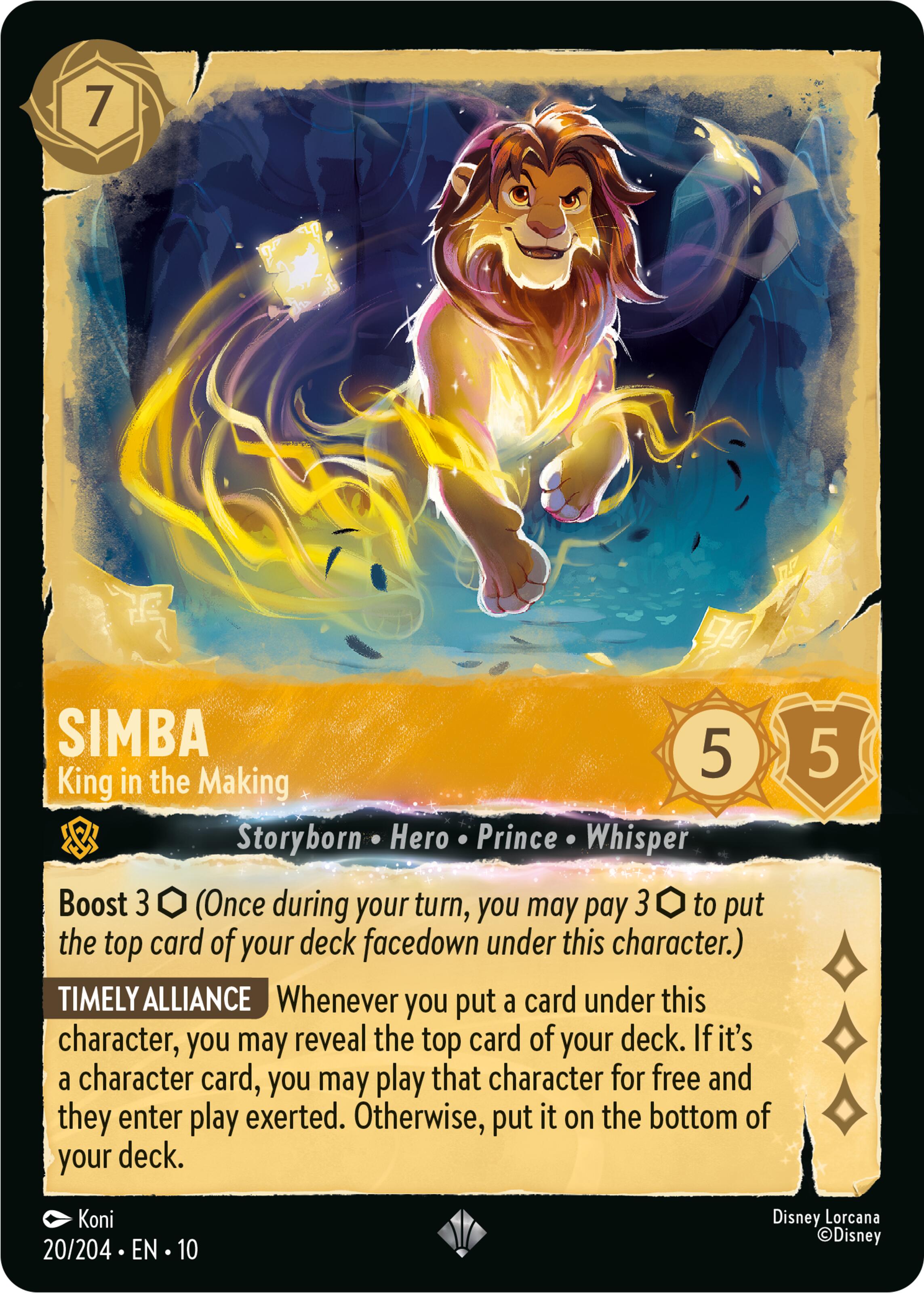Simba - King in the Making (20/204) [Whispers in the Well] | Cards and Coasters CA