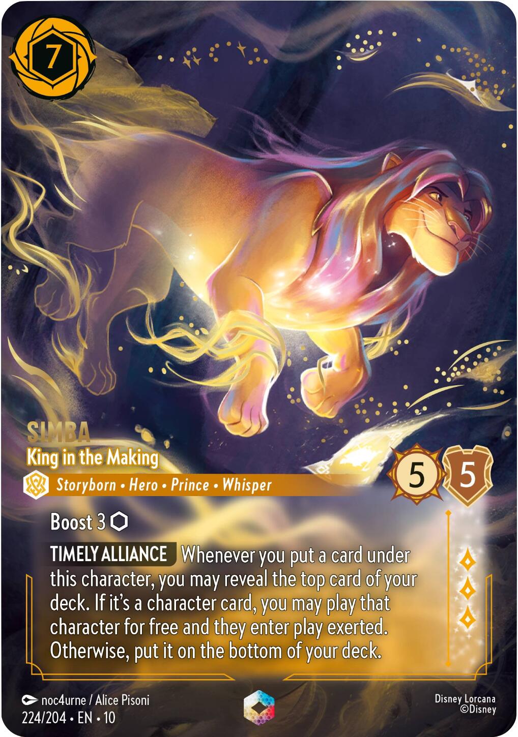 Simba - King in the Making (Enchanted) (224/204) [Whispers in the Well] | Cards and Coasters CA