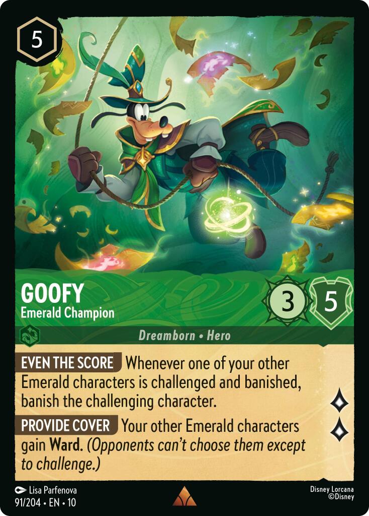 Goofy - Emerald Champion (91/204) [Whispers in the Well] | Cards and Coasters CA