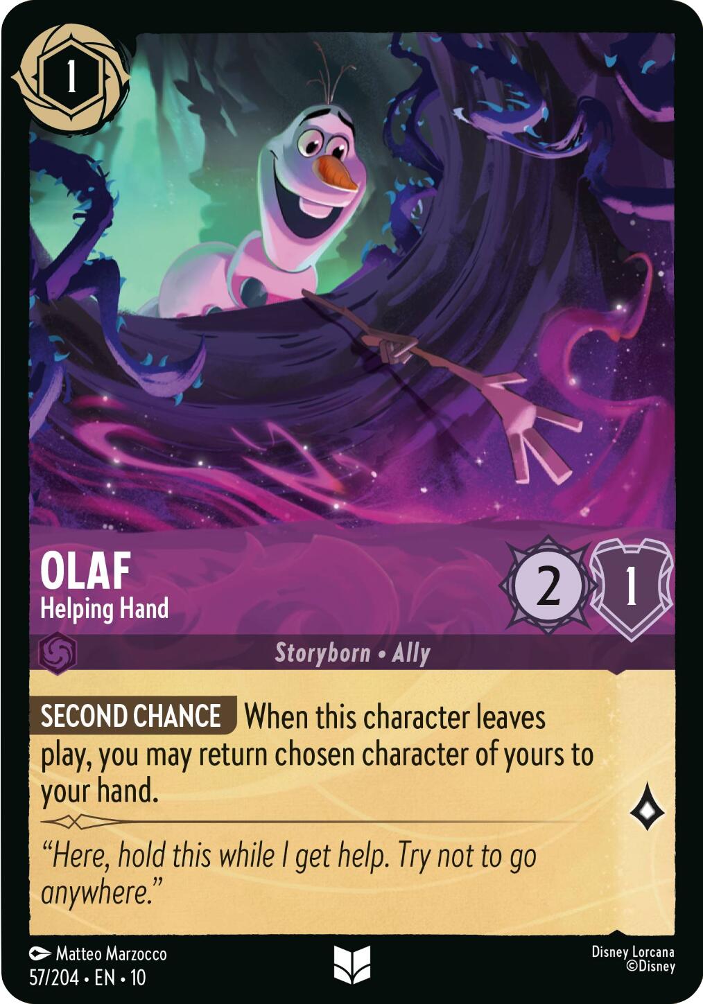 Olaf - Helping Hand (57/204) [Whispers in the Well] | Cards and Coasters CA