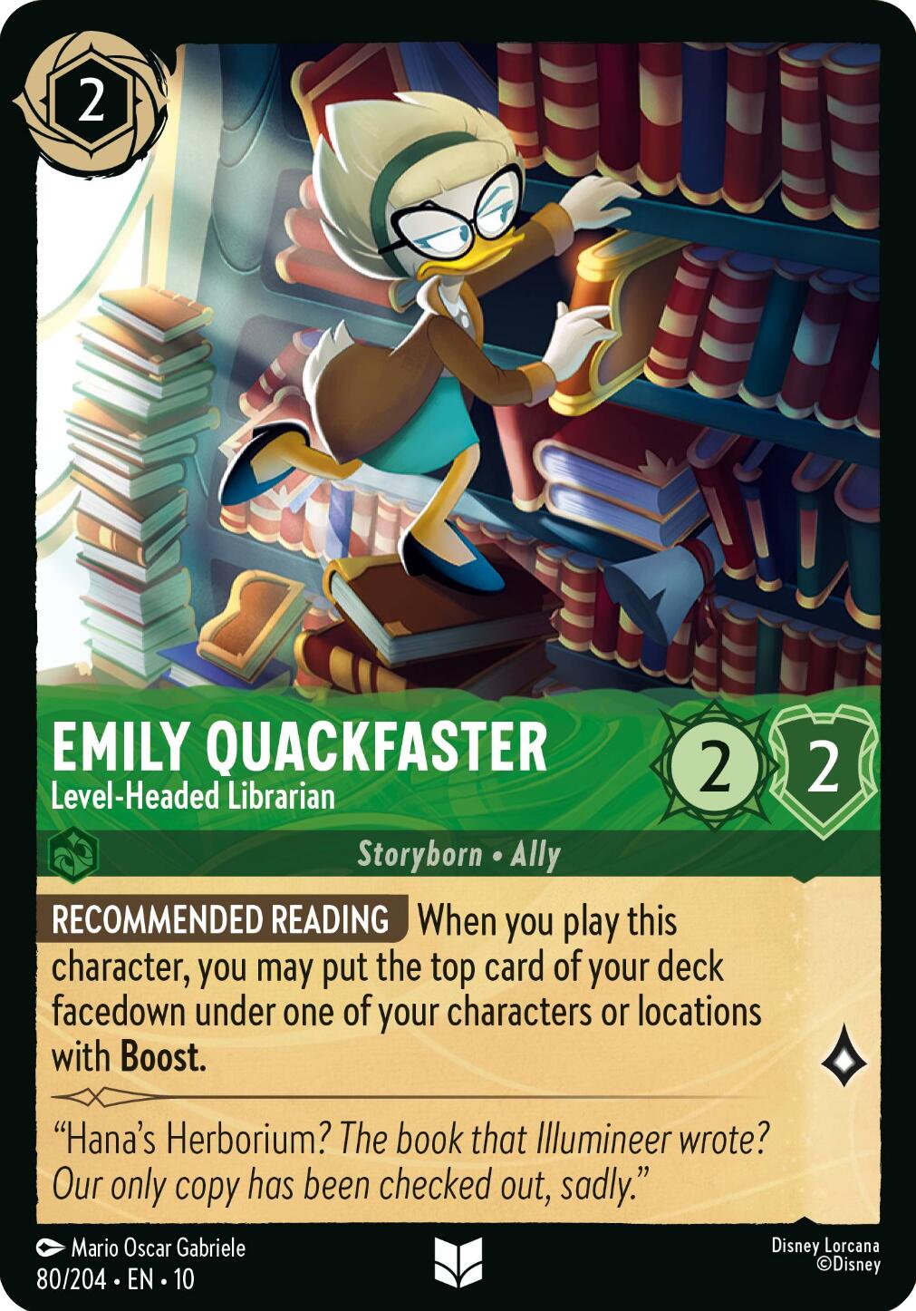 Emily Quackfaster - Level-Headed Librarian (80/204) [Whispers in the Well] | Cards and Coasters CA