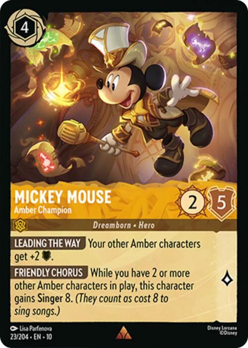 Mickey Mouse - Amber Champion (23/204) [Whispers in the Well] | Cards and Coasters CA