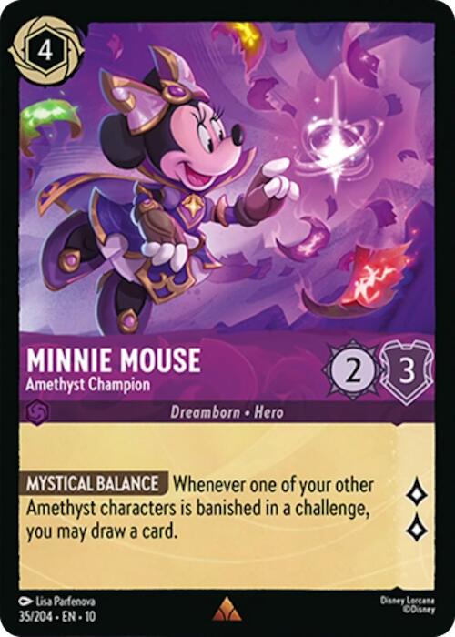 Minnie Mouse - Amethyst Champion (35/204) [Whispers in the Well] | Cards and Coasters CA