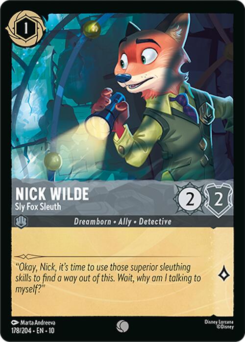 Nick Wilde - Sly Fox Sleuth (178/204) [Whispers in the Well] | Cards and Coasters CA