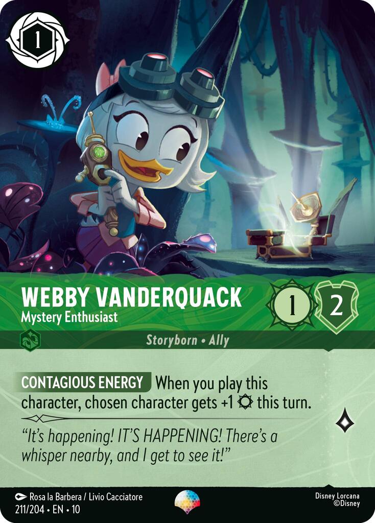 Webby Vanderquack - Mystery Enthusiast (Epic) (211/204) [Whispers in the Well] | Cards and Coasters CA