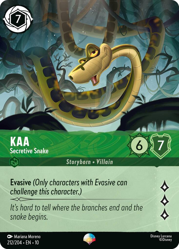 Kaa - Secretive Snake (Epic) (212/204) [Whispers in the Well] | Cards and Coasters CA