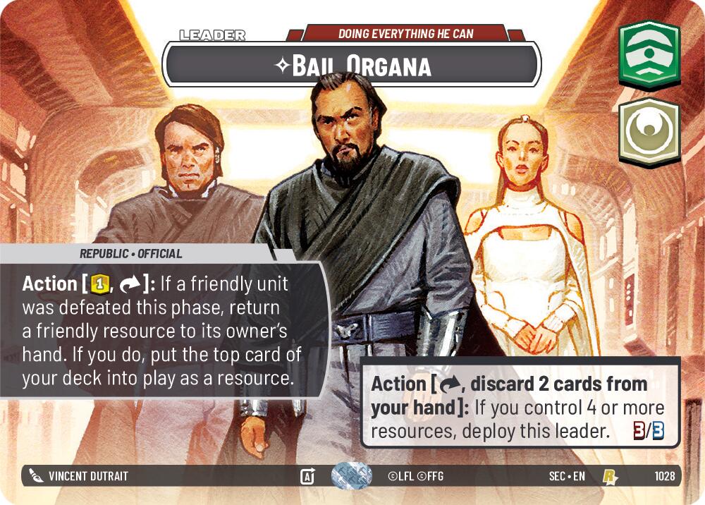 Bail Organa - Doing Everything He Can (Showcase) (1028) (1028) [Secrets of Power] | Cards and Coasters CA
