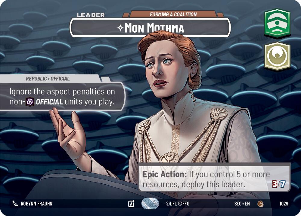 Mon Mothma - Forming a Coalition (Showcase) (1029) (1029) [Secrets of Power] | Cards and Coasters CA