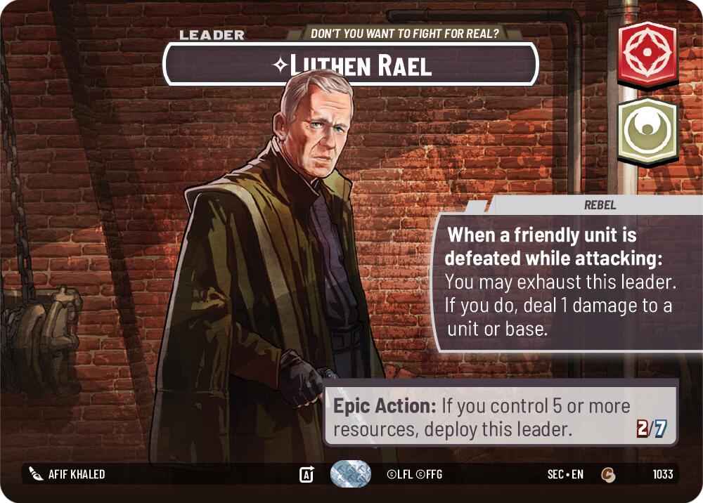 Luthen Rael - Don't You Want To Fight For Real? (Showcase) (1033) (1033) [Secrets of Power] | Cards and Coasters CA