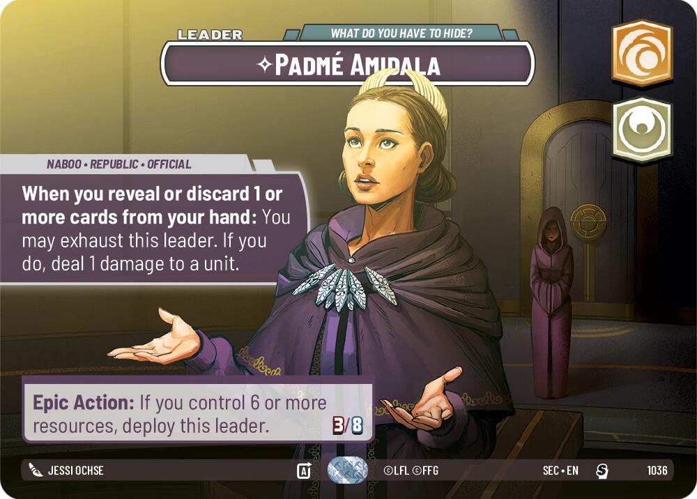 Padme Amidala - What Do You Have to Hide? (Showcase) (1036) (1036) [Secrets of Power] | Cards and Coasters CA