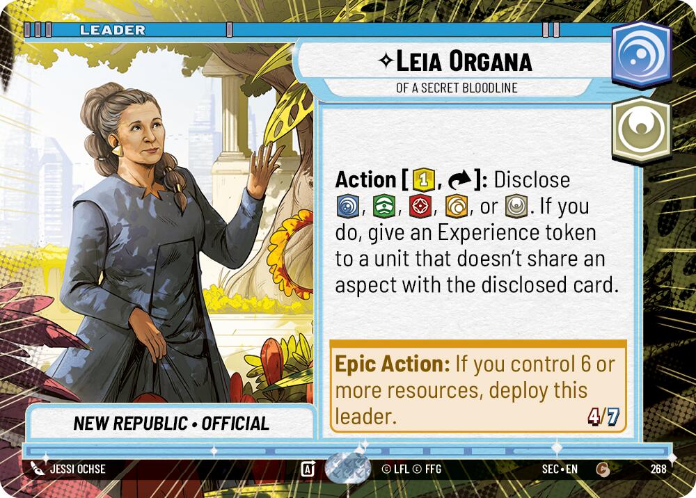 Leia Organa - Of A Secret Bloodline (Hyperspace) (268) (268) [Secrets of Power] | Cards and Coasters CA