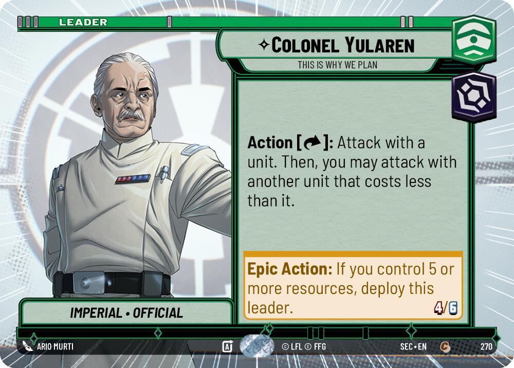 Colonel Yularen - This is Why We Plan (Hyperspace) (270) (270) [Secrets of Power] | Cards and Coasters CA