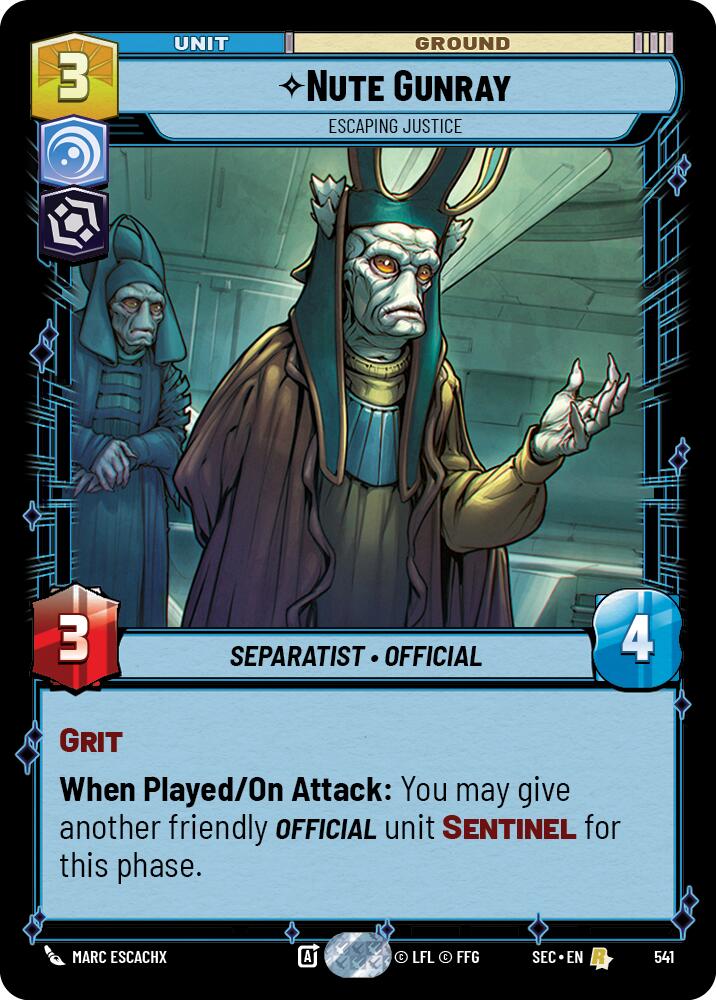 Nute Gunray - Escaping Justice (Foil) (541) (541) [Secrets of Power] | Cards and Coasters CA