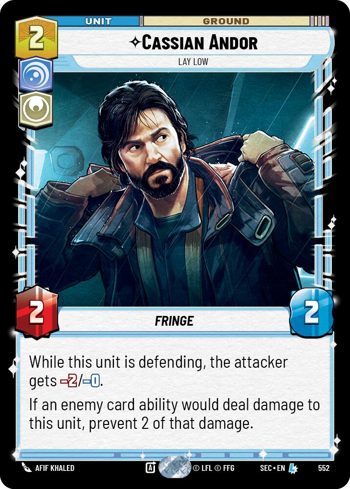 Cassian Andor (552) - Lay Low (Foil) (552) [Secrets of Power] | Cards and Coasters CA
