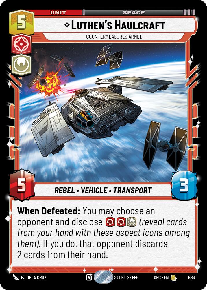 Luthen's Haulcraft - Countermeasures Armed (Foil) (663) (663) [Secrets of Power] | Cards and Coasters CA