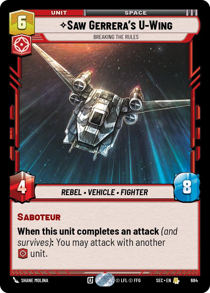 Saw Gerrera's U-Wing - Wing (684) - Breaking the Rules (Foil) (684) (684) [Secrets of Power] | Cards and Coasters CA