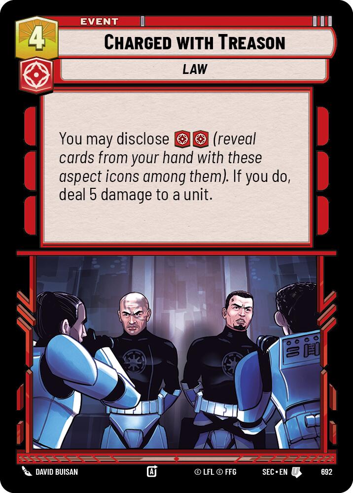 Charged with Treason (692) (Foil) (692) [Secrets of Power] | Cards and Coasters CA