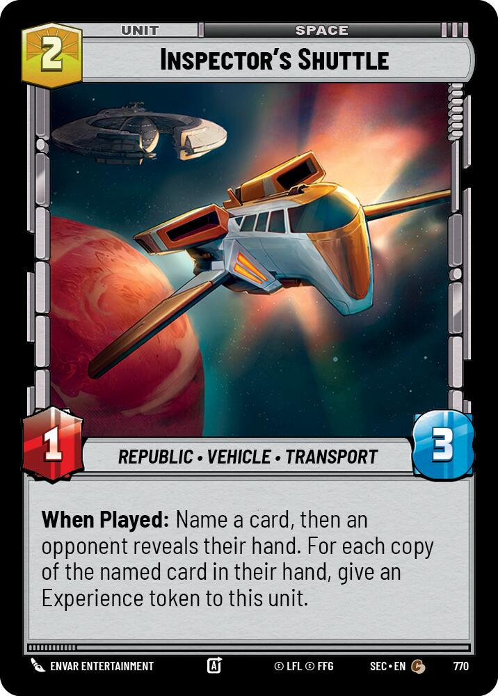 Inspector's Shuttle (770) (Foil) (770) [Secrets of Power] | Cards and Coasters CA