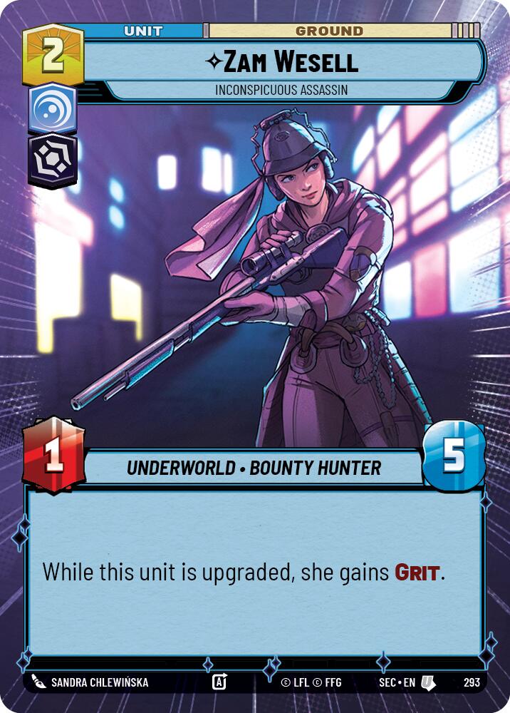 Zam Wesell - Inconspicuous Assassin (Hyperspace) (293) (293) [Secrets of Power] | Cards and Coasters CA