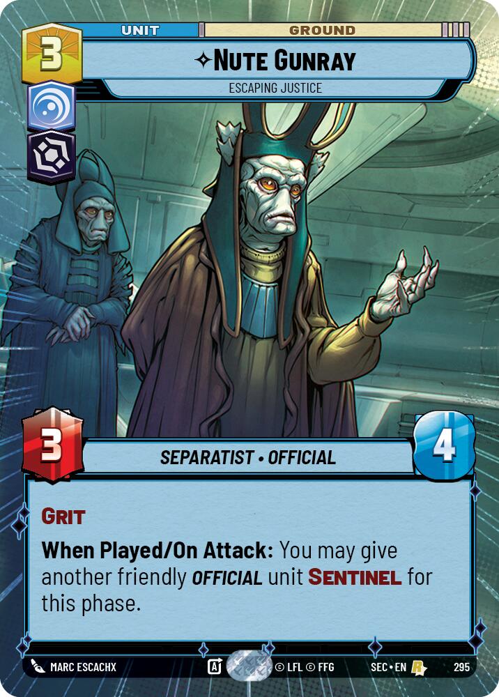 Nute Gunray - Escaping Justice (Hyperspace) (295) (295) [Secrets of Power] | Cards and Coasters CA