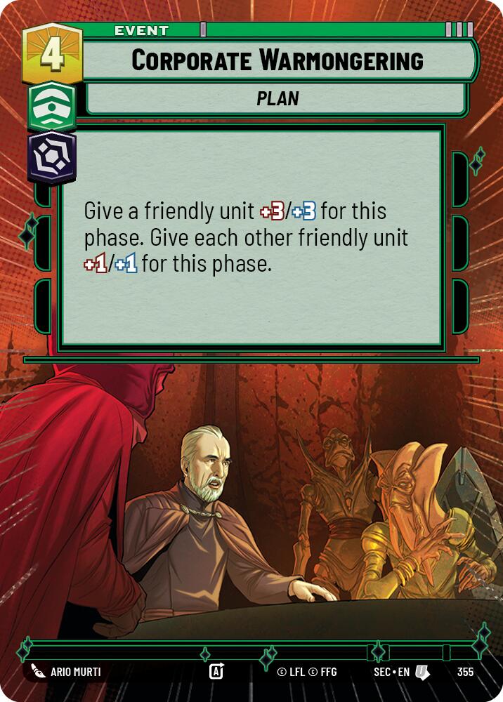 Corporate Warmongering (355) (Hyperspace) (355) [Secrets of Power] | Cards and Coasters CA