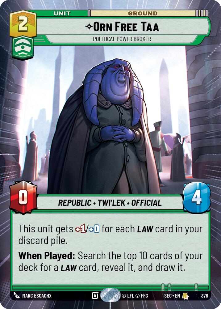 Orn Free Taa - Political Power Broker (Hyperspace) (376) (376) [Secrets of Power] | Cards and Coasters CA