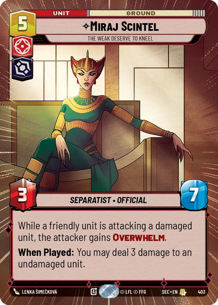 Miraj Scintel - The Weak Deserve to Kneel (Hyperspace) (403) (403) [Secrets of Power] | Cards and Coasters CA