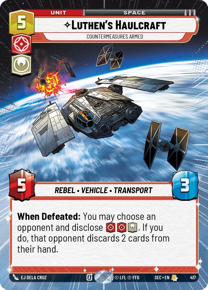 Luthen's Haulcraft - Countermeasures Armed (Hyperspace) (417) (417) [Secrets of Power] | Cards and Coasters CA
