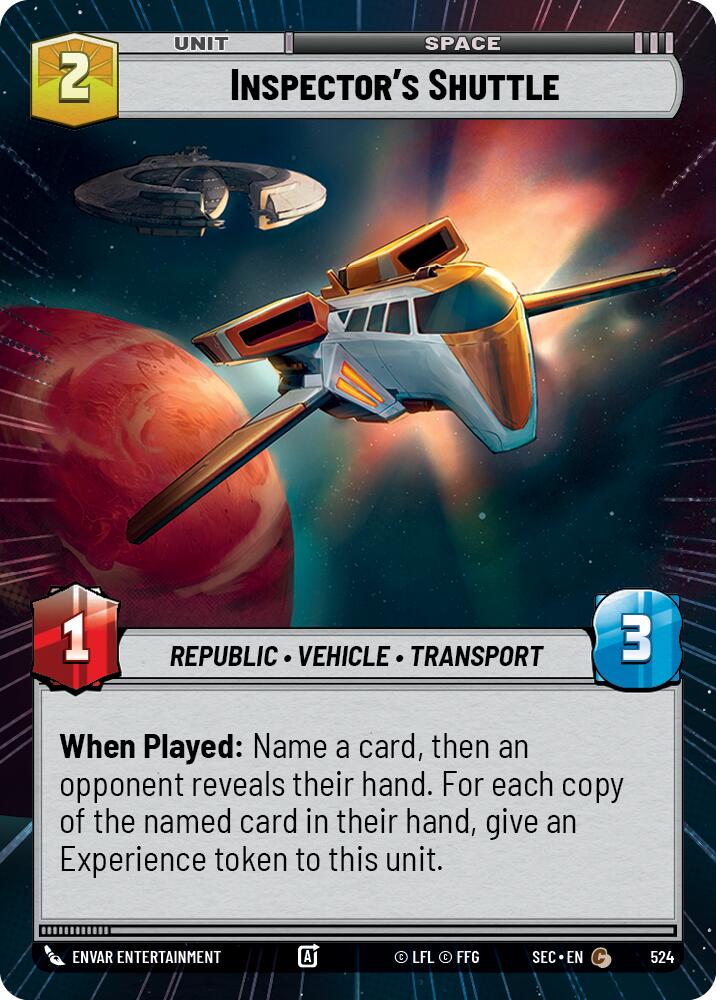 Inspector's Shuttle (524) (Hyperspace) (524) [Secrets of Power] | Cards and Coasters CA