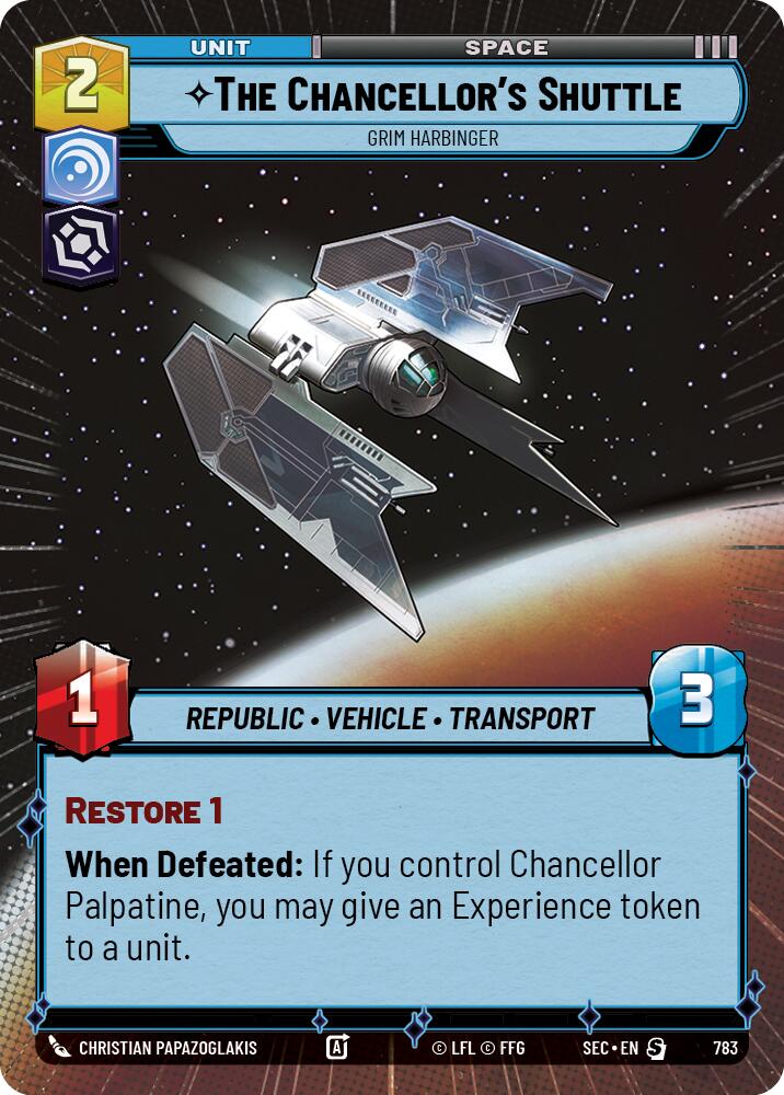 The Chancellor's Shuttle - Grim Harbinger (Hyperspace Foil) (783) (783) [Secrets of Power] | Cards and Coasters CA