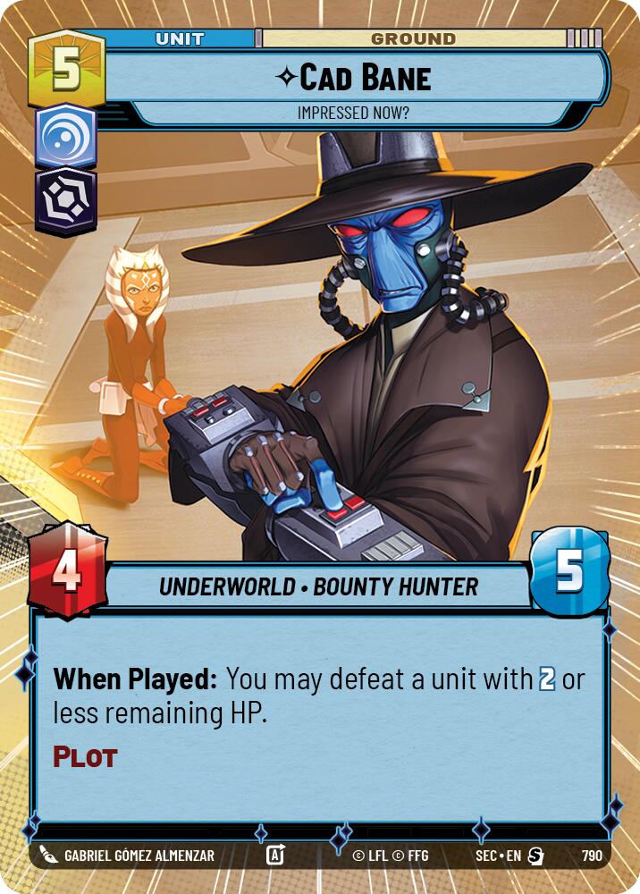 Cad Bane - Impressed Now? (Hyperspace Foil) (790) (790) [Secrets of Power] | Cards and Coasters CA