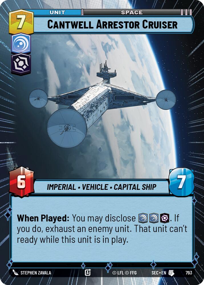 Cantwell Arrestor Cruiser (793) (Hyperspace Foil) (793) [Secrets of Power] | Cards and Coasters CA
