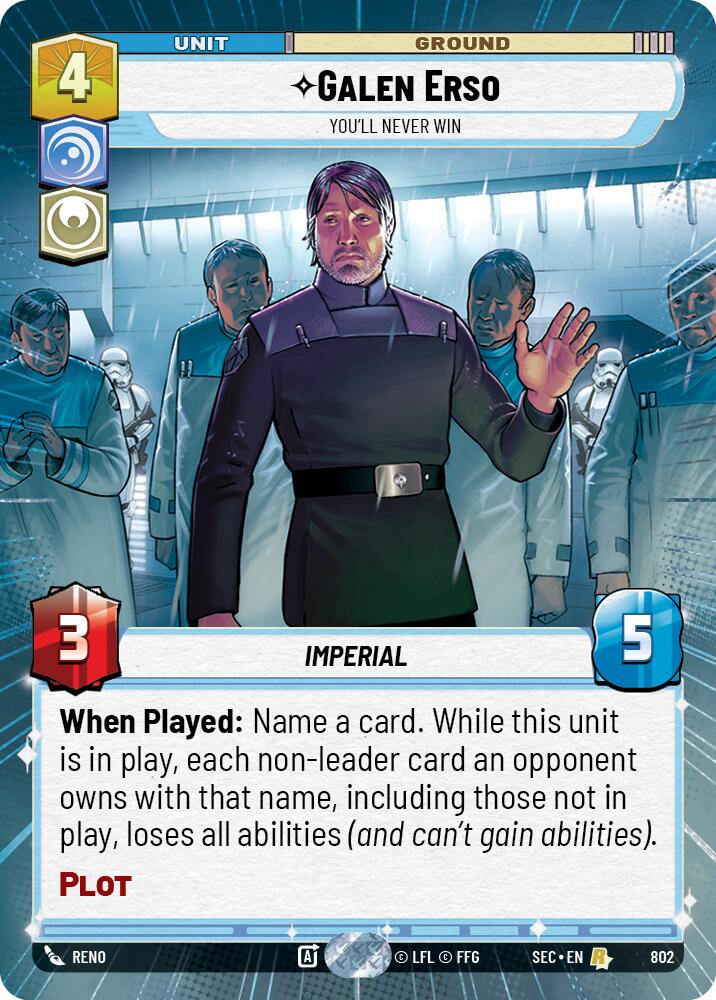Galen Erso - You'll Never Win (Hyperspace Foil) (802) (802) [Secrets of Power] | Cards and Coasters CA
