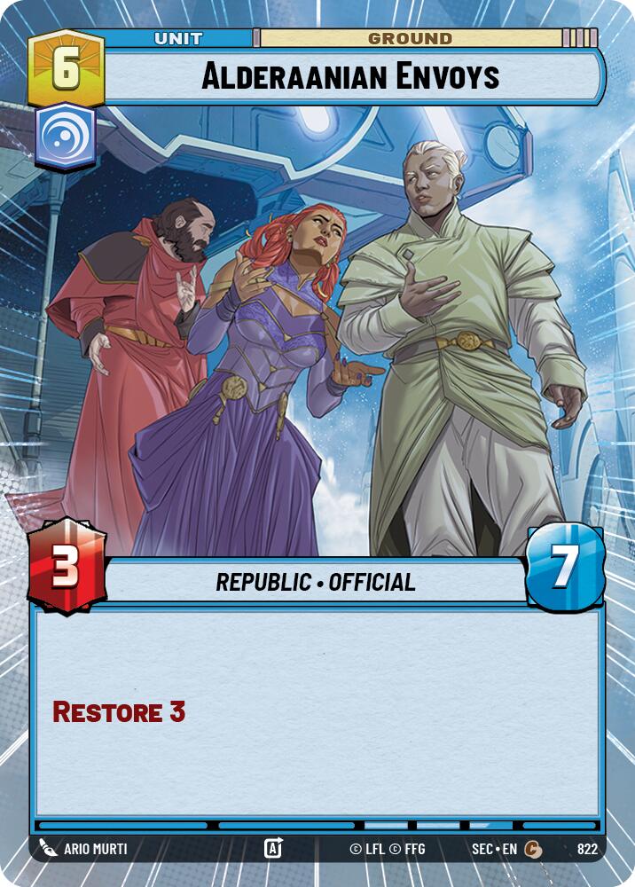Alderaanian Envoys (822) (Hyperspace Foil) (822) [Secrets of Power] | Cards and Coasters CA