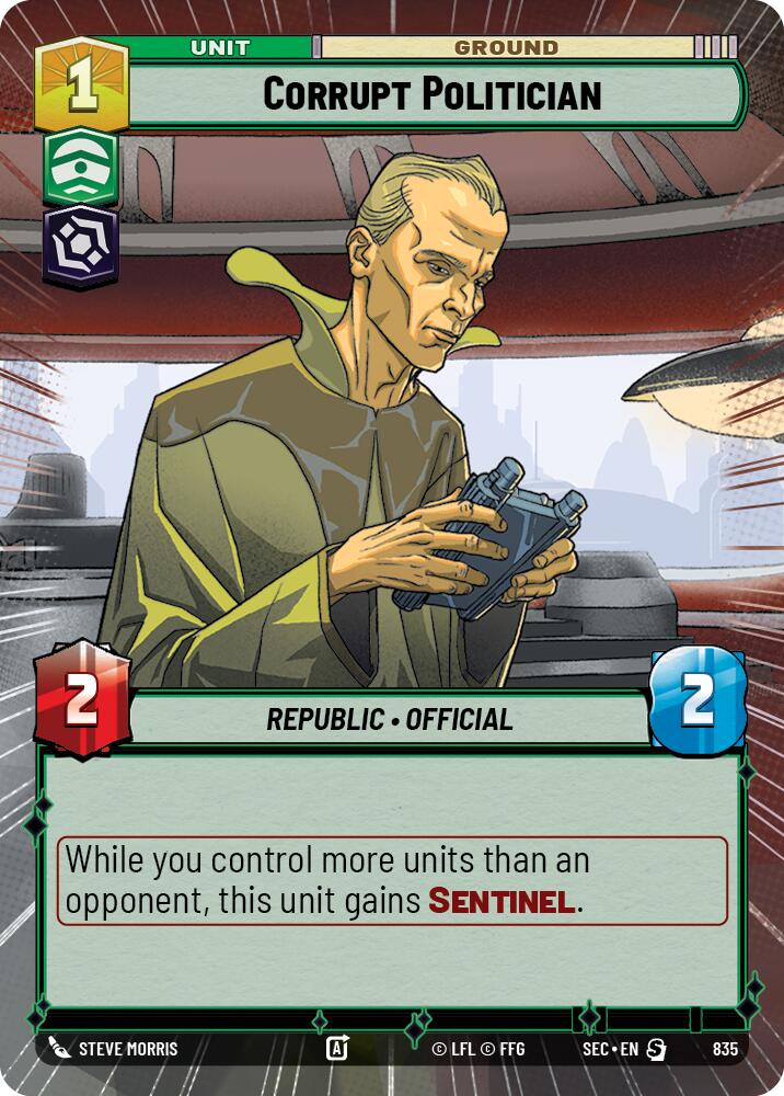 Corrupt Politician (835) (Hyperspace Foil) (835) [Secrets of Power] | Cards and Coasters CA